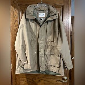 Orvis Men's Beige Hooded Field Jacket Size XL
